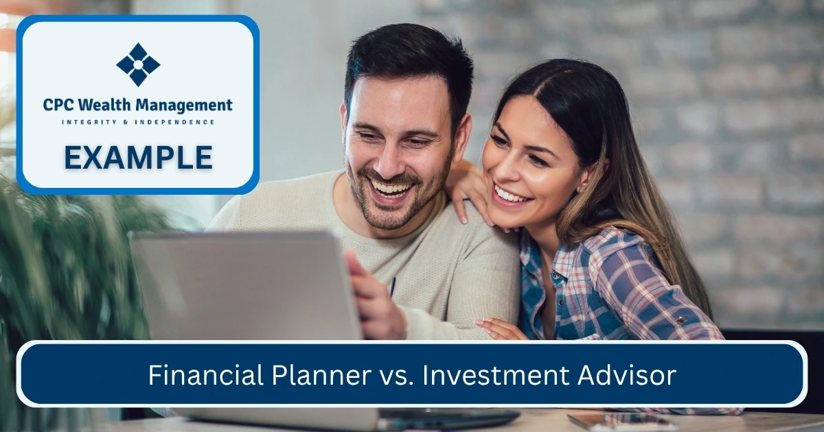 happy financial planning clients looking at investment portal