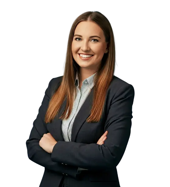 Corporate woman with arms crossed smiling